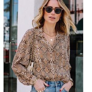 Anine Bing Snake Print Lilah Blouse - Large